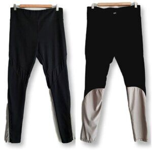 ENERGY Athletic Leggings Mesh Insert Panels Black & Grey Sz XL